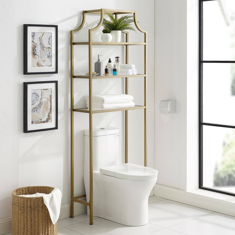 Back. Crosley Furniture - Aimee Over The Toilet Storage - Soft Gold.