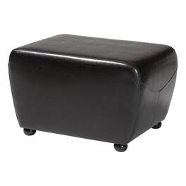 Baxton Studio - Full Leather Ottoman With Rounded Sides - Dark Brown
