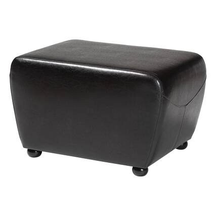 Front. Baxton Studio - Full Leather Ottoman With Rounded Sides - Dark Brown.