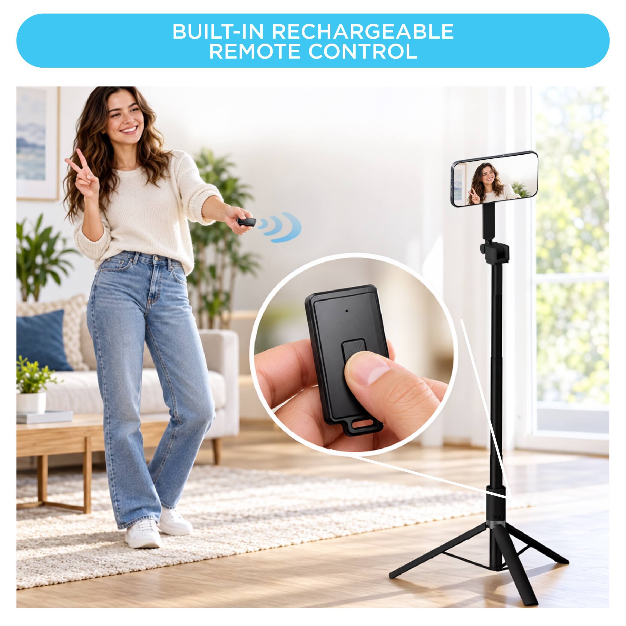 BUILT-IN RECHARGEABLE REMOTE CONTROL