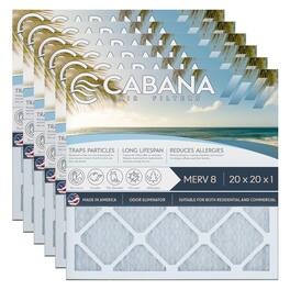 Cabana Air Filters - 6 Pack HVAC Furnace Air Filters, MERV 8, 20 x 20 x 1 - White