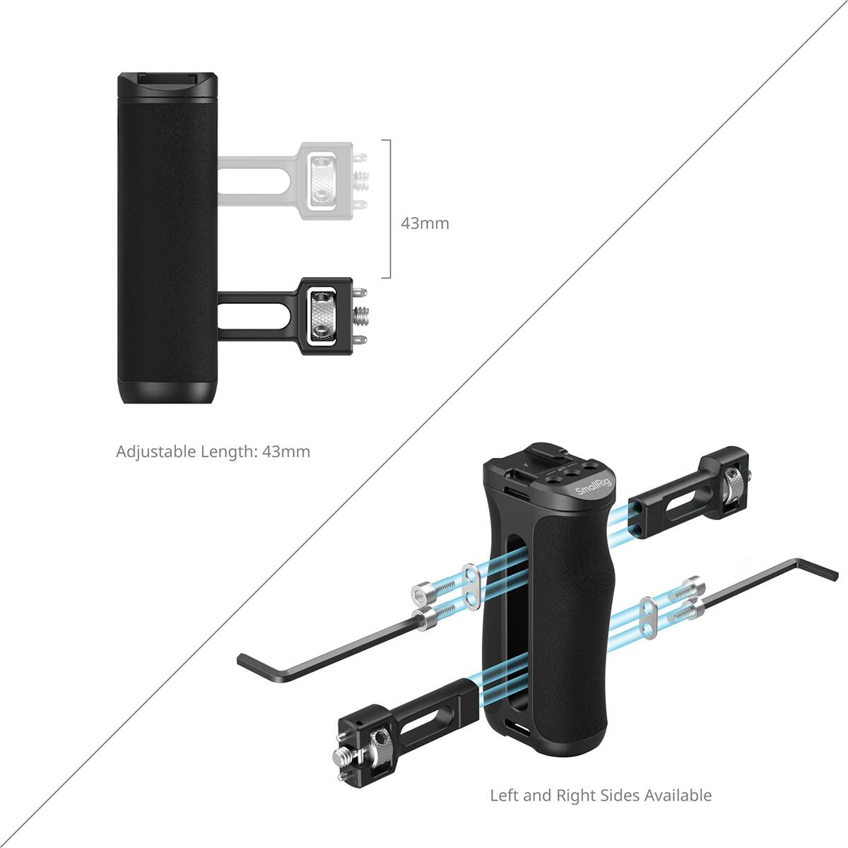 43mm  
Adjustable Length: 43mm  
SmallRig  
Left and Right Sides Available