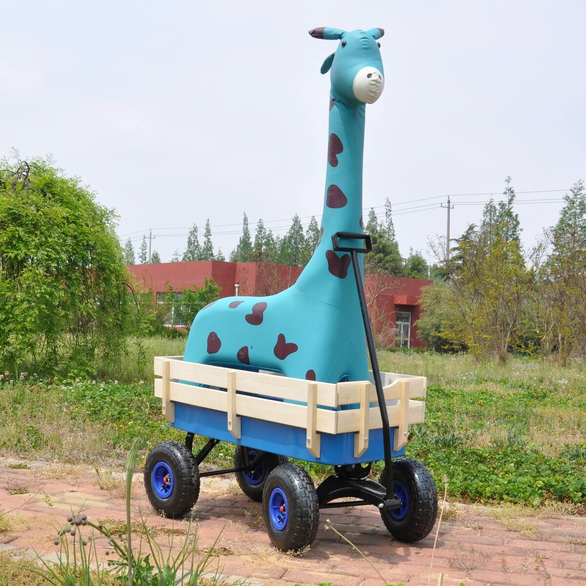 Alt View 8. Loheer - Loheer All Terrain Steel Garden Cart with Pneumatic Tires and Removable Wooden Sides.
