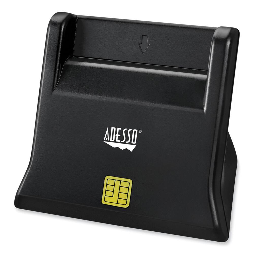Adesso - SCR-300 3.2 in. x 2.5 in. x 2.5 in. USB Smart Card Reader - Black