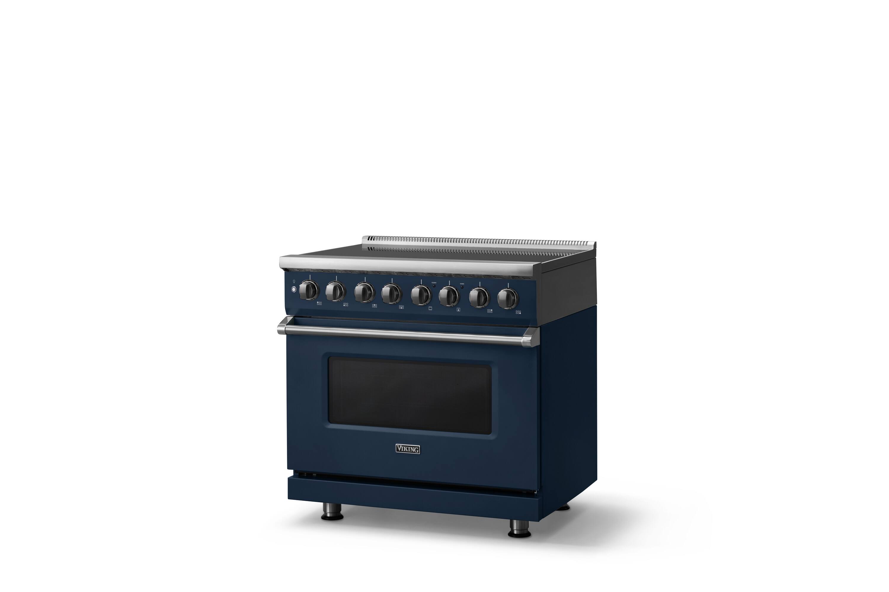 Angle. Viking - 36 in. Wide 6 Elements Pro 5 Series 5.6 Cu. Ft. Freestanding Induction Convection Range - Slate Blue - Slate Blue.