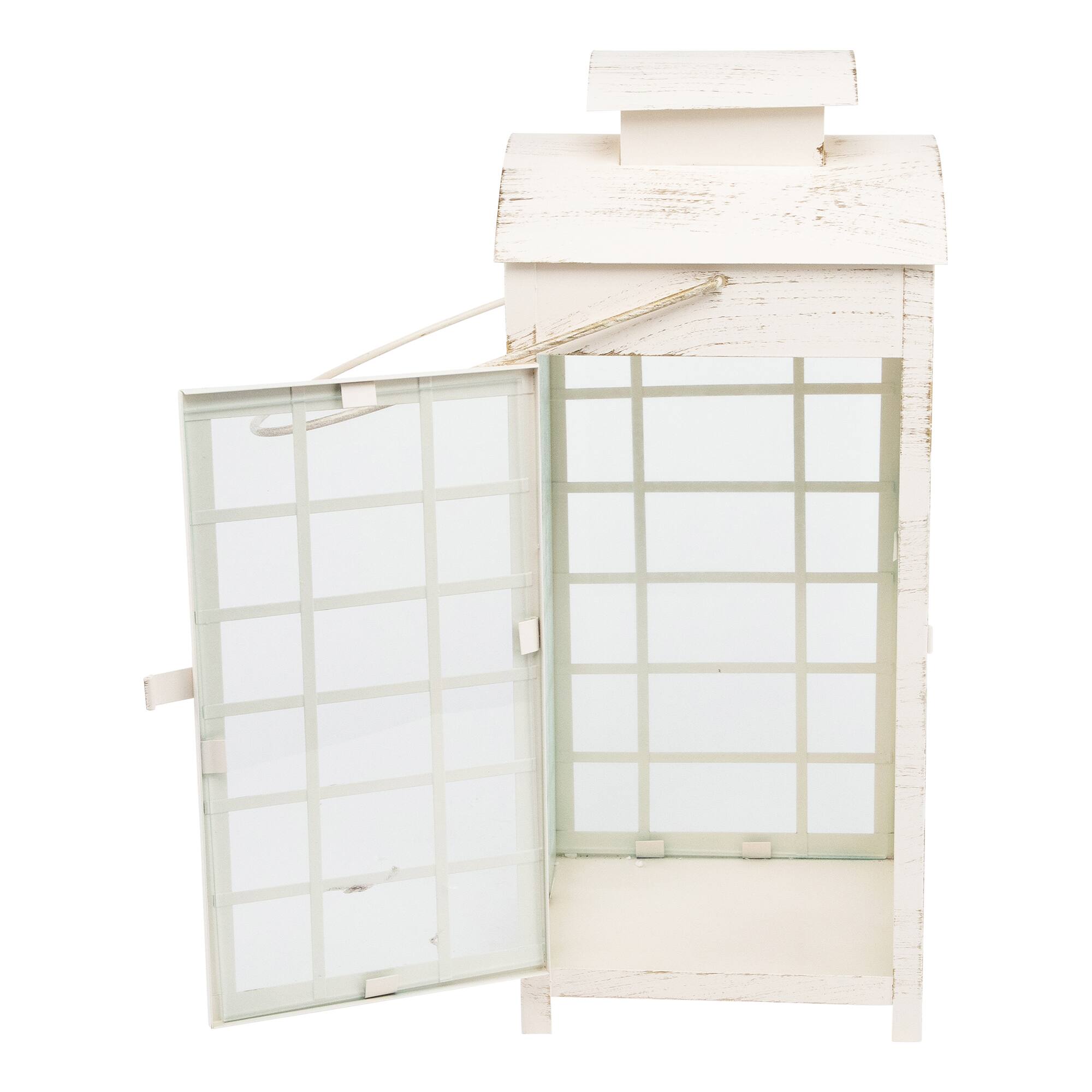 Alt View 9. Northlight - Weathered Telephone Booth Candle Lanterns - 25" - Cream and Gold - Set of 4 - Ivory.