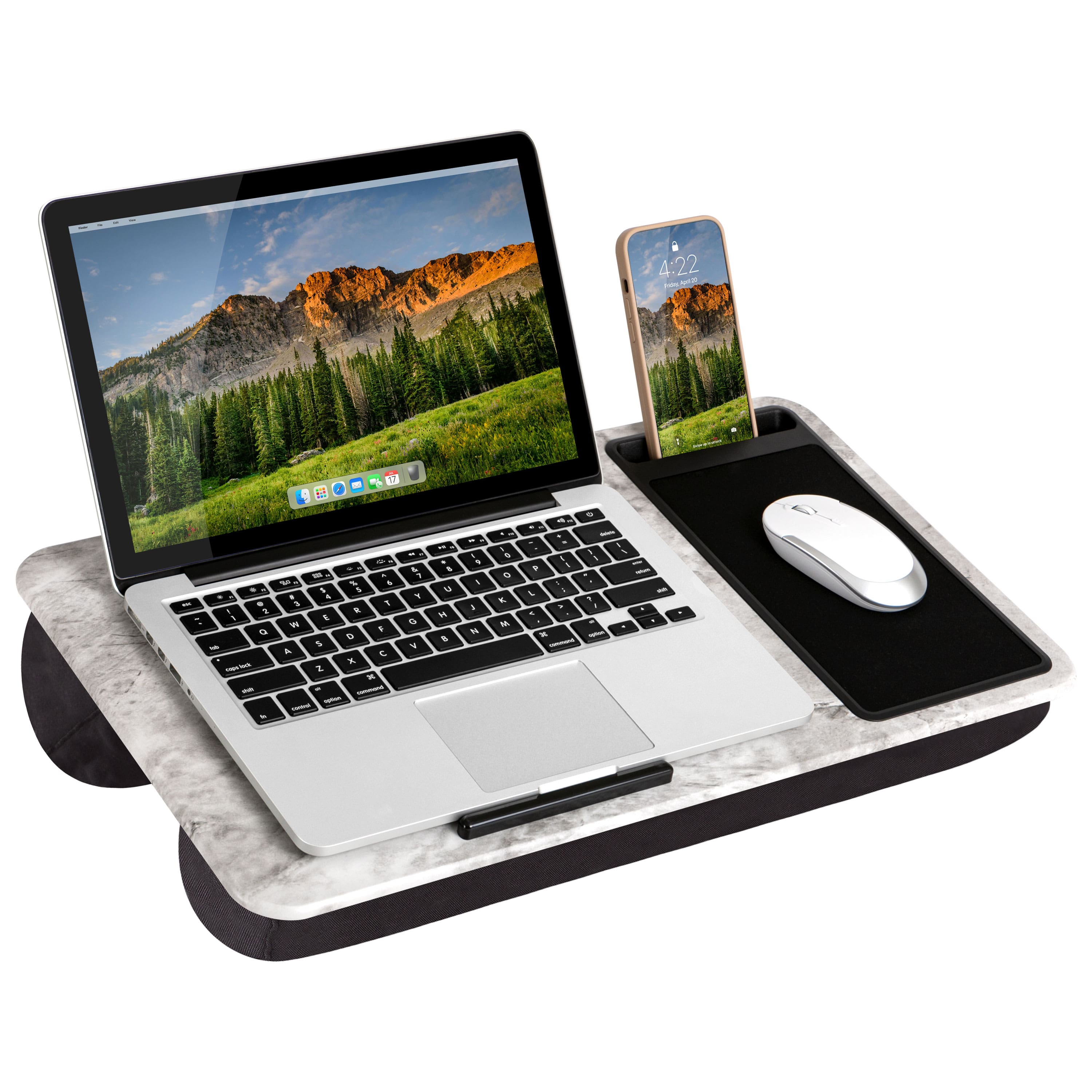 Front. LapGear - Home Office Lap Desk (Fits up to 15.6" Laptop) - White Marble.