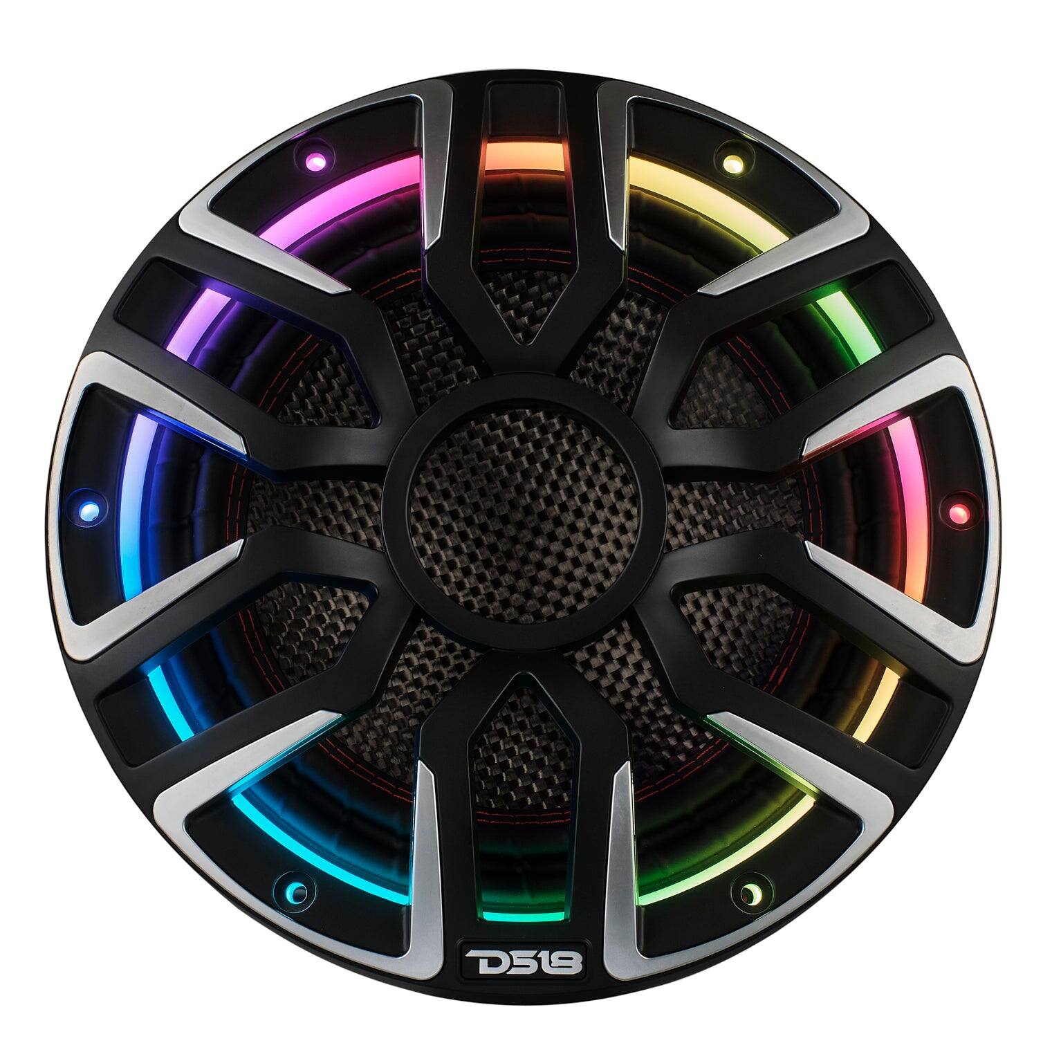 Alt View 2. DS18 Audio - 10" Marine Subwoofer With Carbon Fiber Cone, Neodymium Magnet and Digital LED Lights | 600W RMS 4-Ohm - Black - Black.