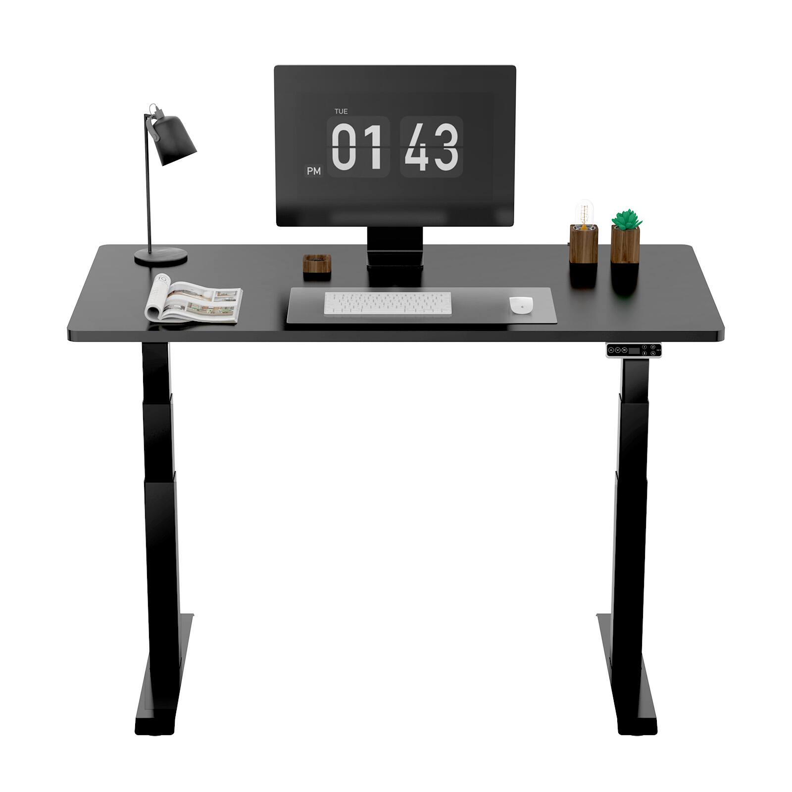 Left. FlexiSpot - FlexiSpot E7 55''W Electric Adjustable Standing Desk Chipboard, Black/Black - Black.