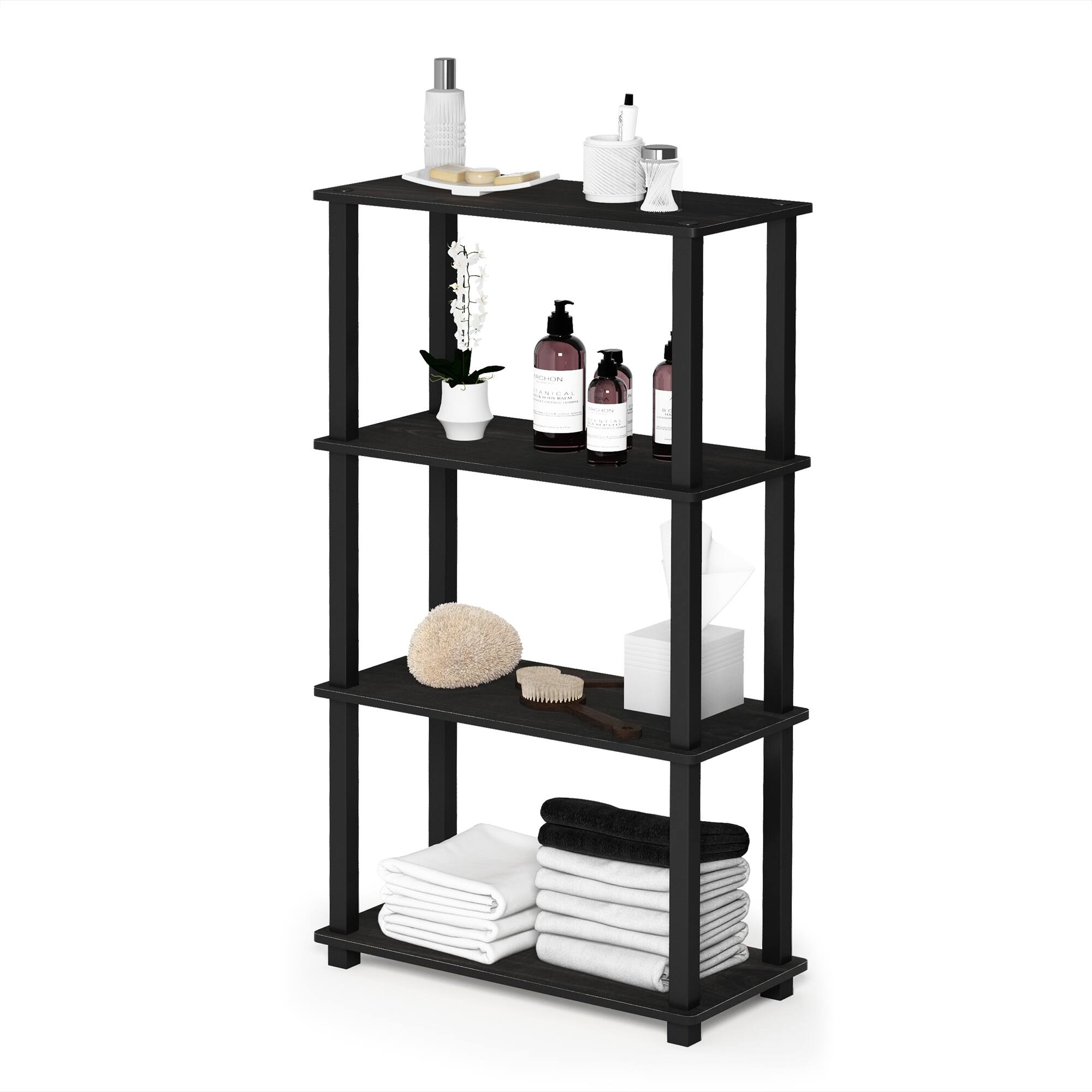 Alt View 4. Furinno - Turn-S-Tube 4-Tier Multipurpose Shelf Display Rack with Square Tube, Espresso/Black - Espresso/Black.
