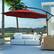 Alt View 2. Costway - 10FT Patio Offset Umbrella Solar LED 360degrees Rotation - Wine.