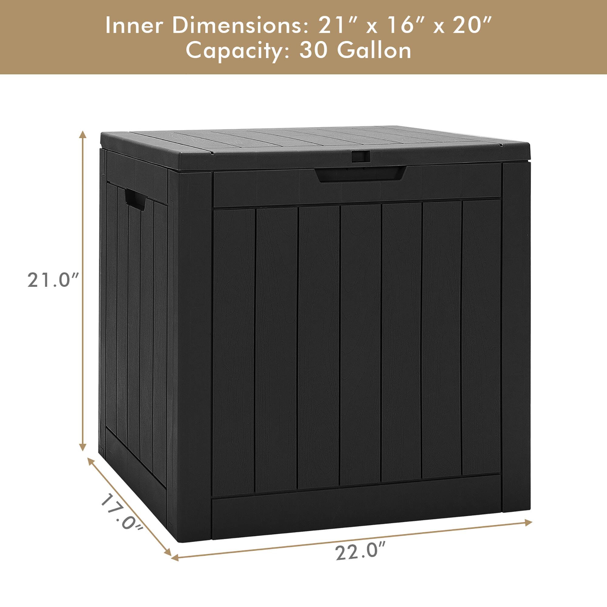 Inner Dimensions: 21" x 16" x 20"  
Capacity: 30 Gallon