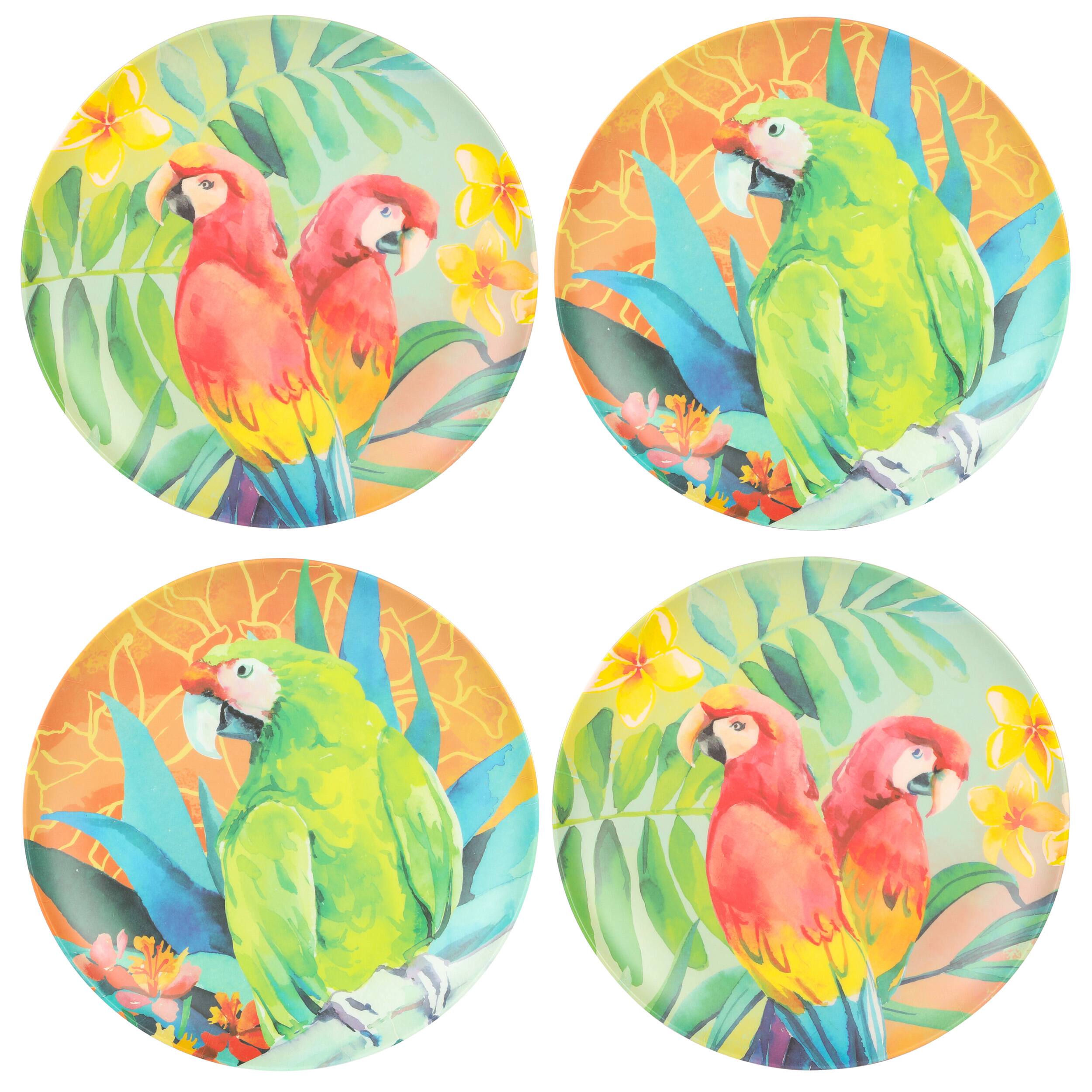 Alt View 2. Laurie Gates - Laurie Gates Tropical Parrots 12 Piece Melamine Dinnerware Set in Assorted Designs - Multi-Color.