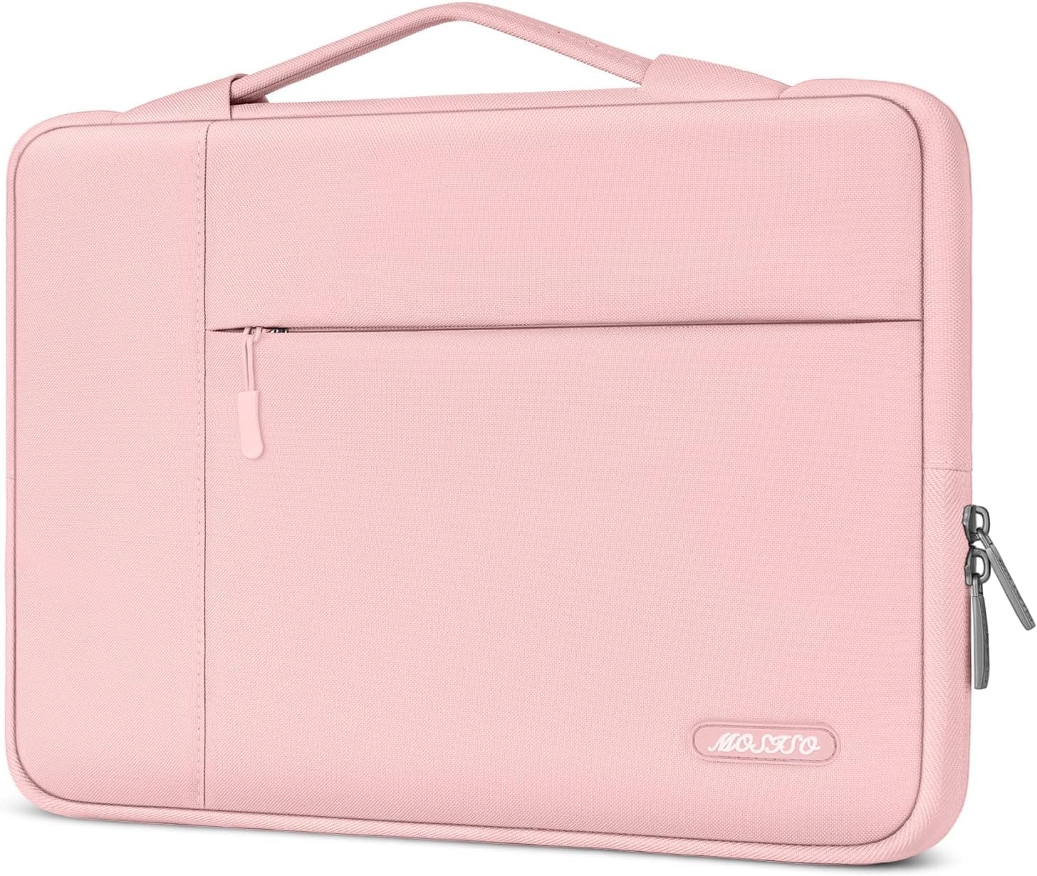 mosiso - 16-inch Laptop Sleeve with Handle, Slim Protective Case for 15–16-inch Laptops - Chalk Pink