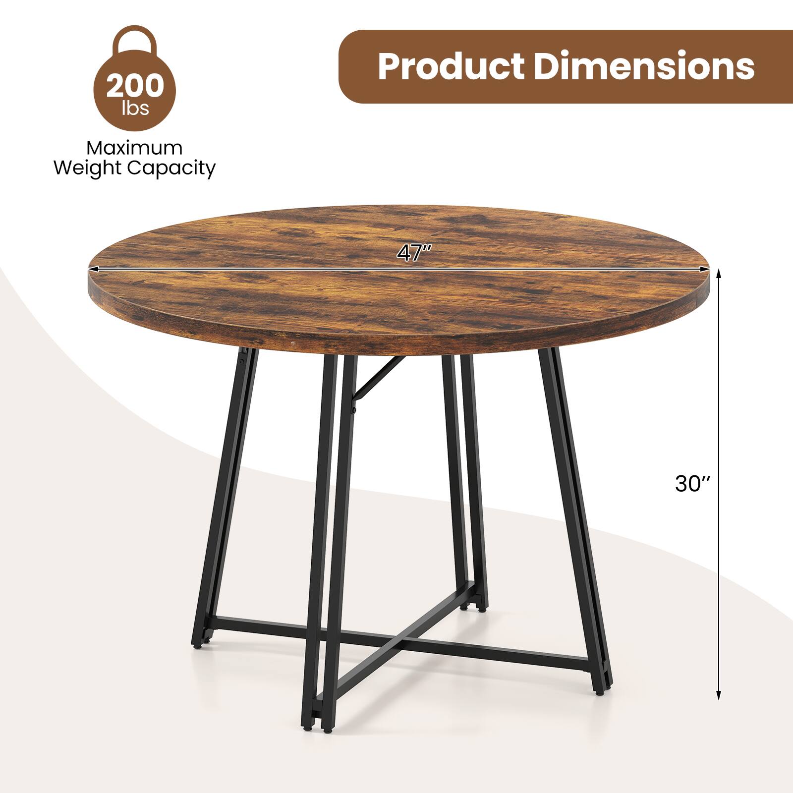 200 lbs  
Maximum Weight Capacity  

Product Dimensions  
47"  
30"