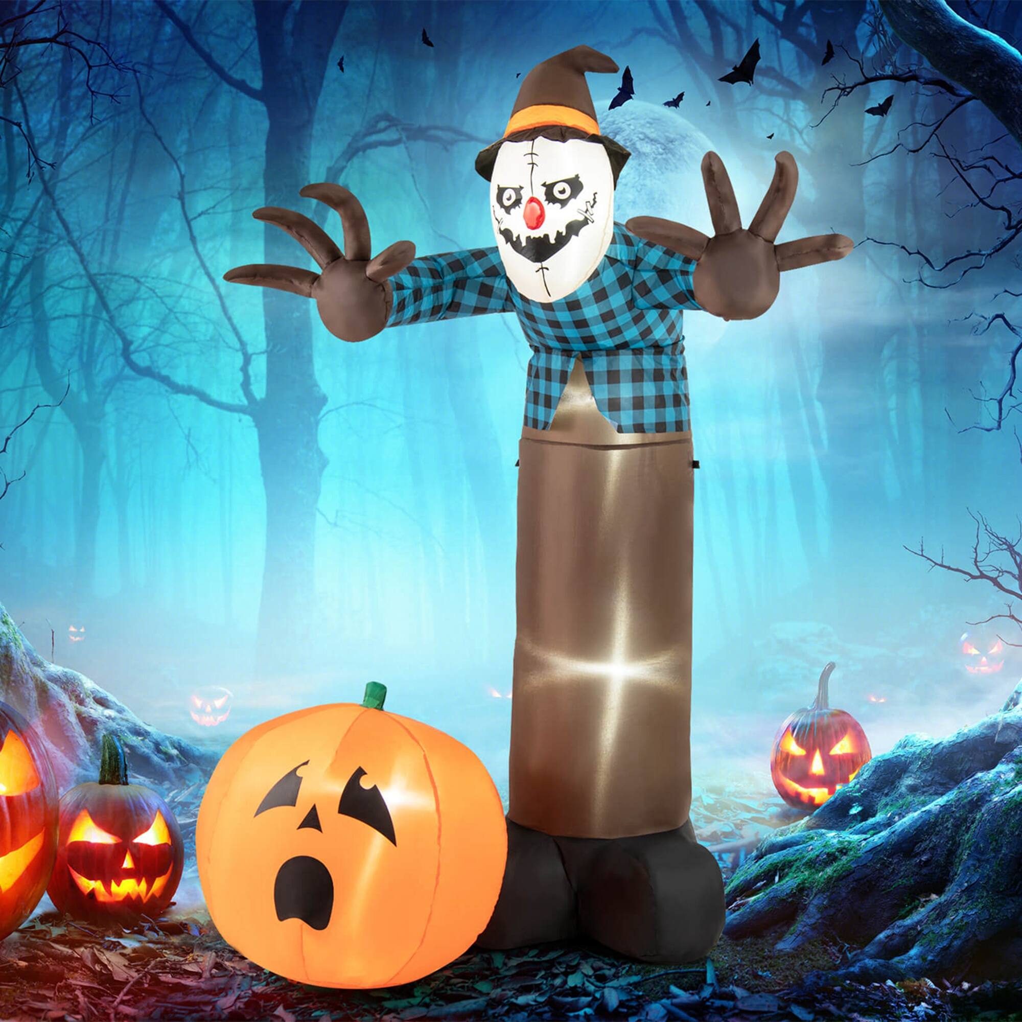 Alt View 5. Costway - Costway 7 FT Inflatable Haunted Scarecrow Blow up Yard Decoration with Built-in LED Lights - Brown.