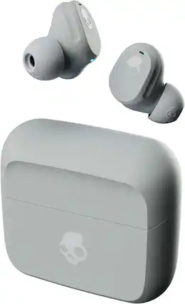 Front. Skullcandy - Mod Wireless Earbuds, Bluetooth Headphones, Up to 32 Hours Battery, Noise Isolating Fit, Sweat and Water Resistant - Light Grey.