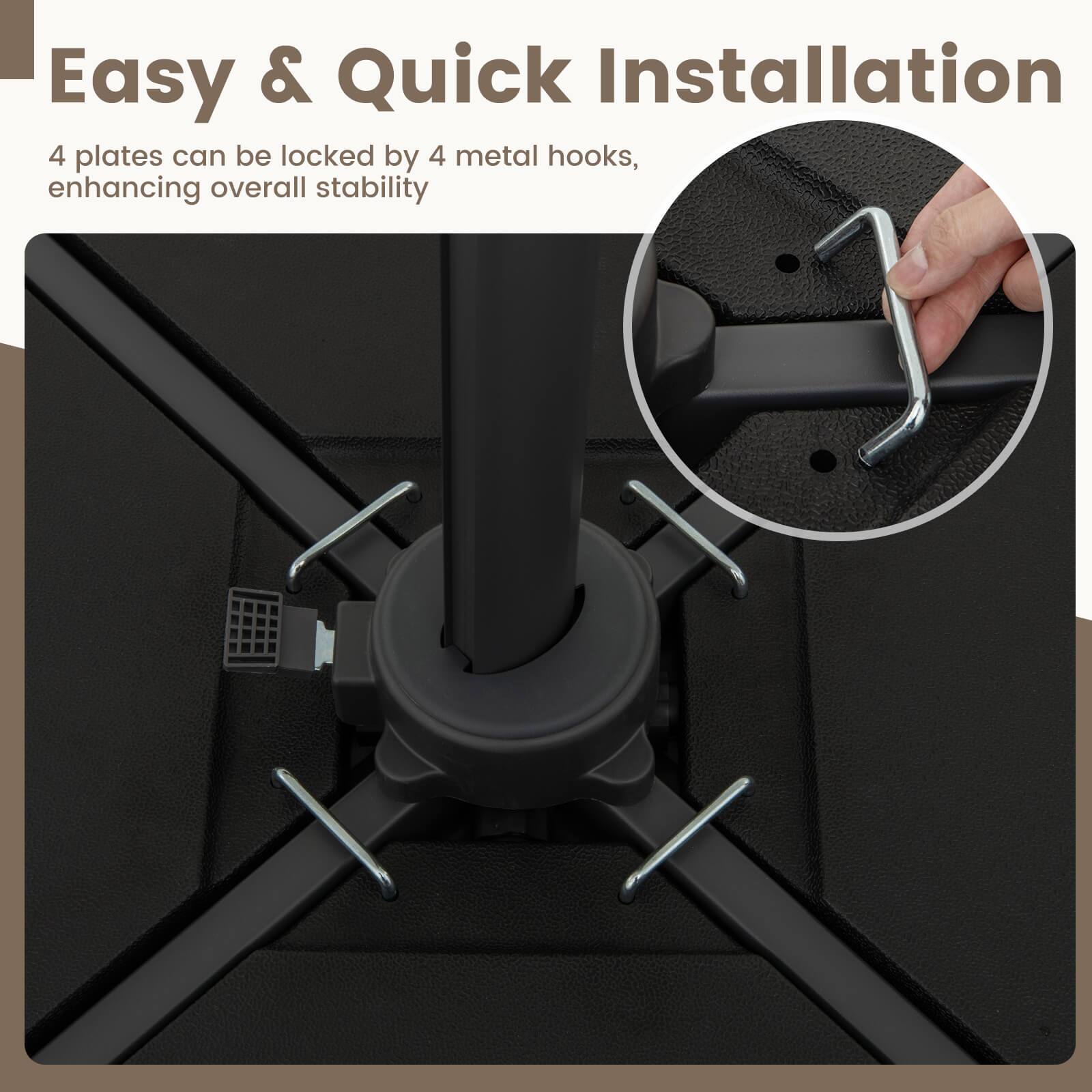 Easy & Quick Installation

4 plates can be locked by 4 metal hooks, enhancing overall stability