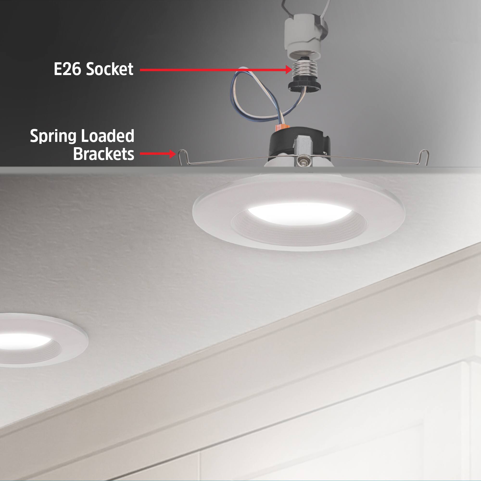 E26 Socket  
Spring Loaded Brackets