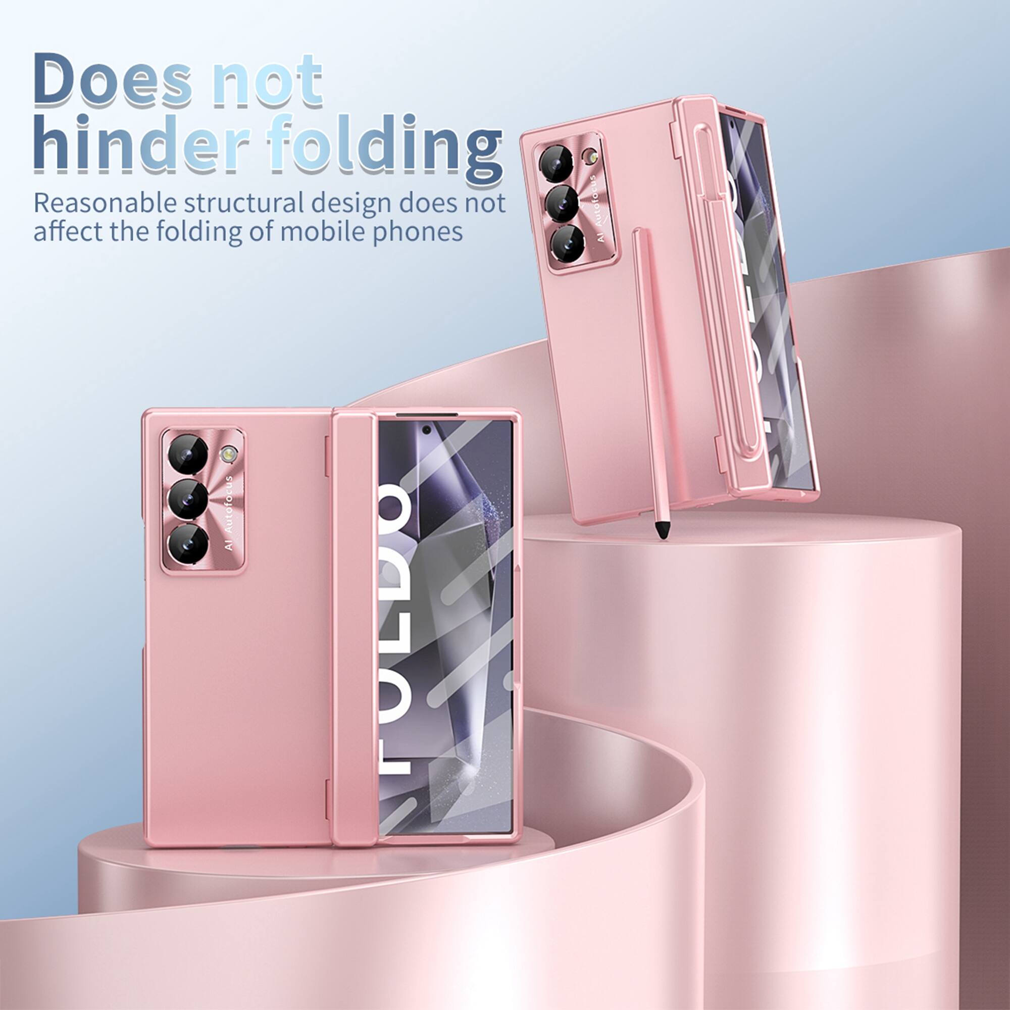 Does not hinder folding  
Reasonable structural design does not affect the folding of mobile phones