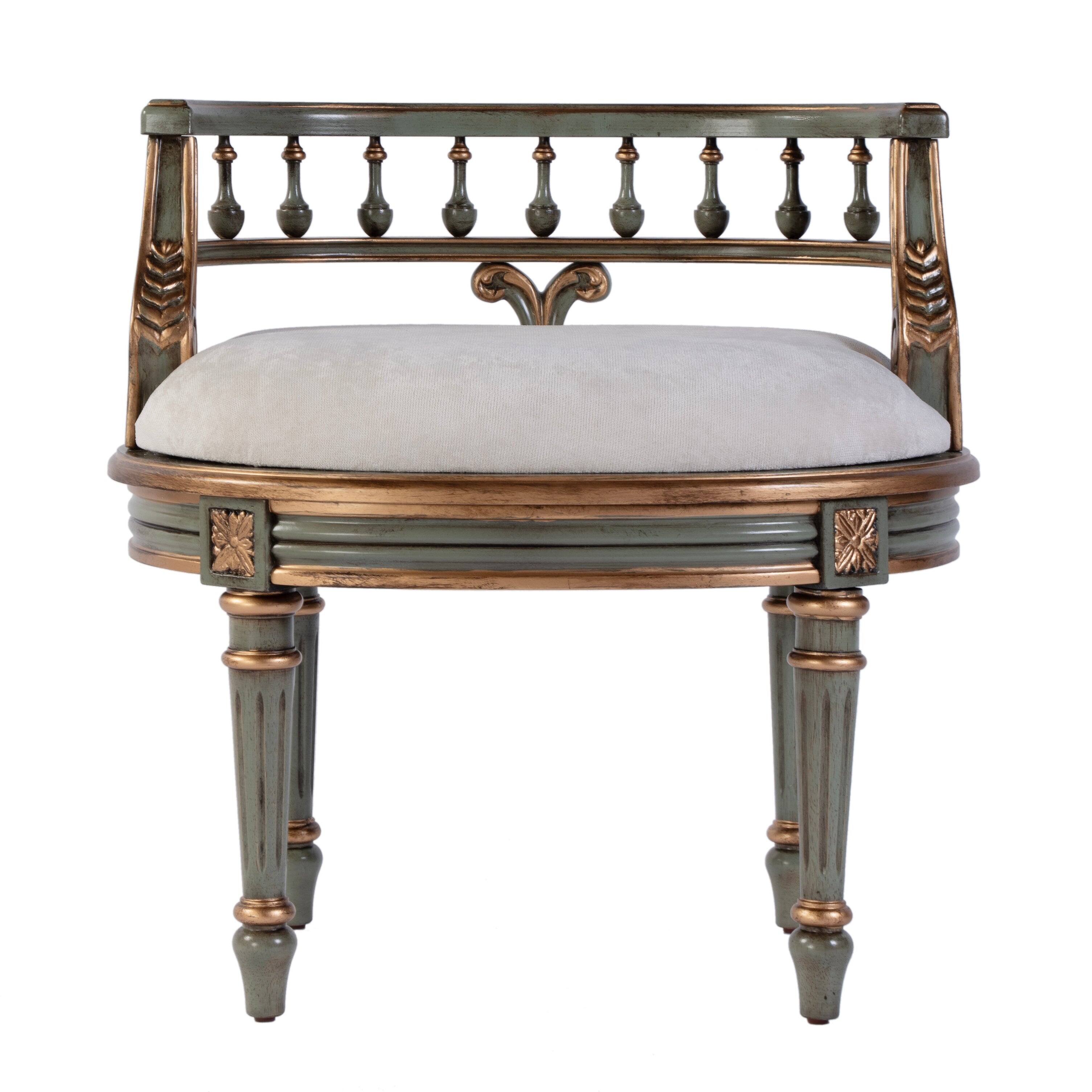 Alt View 3. Butler Specialty - Hathaway 22.5 in. W Oval Upholstered and Wood Traditional Vanity Seat - Pastel Green.