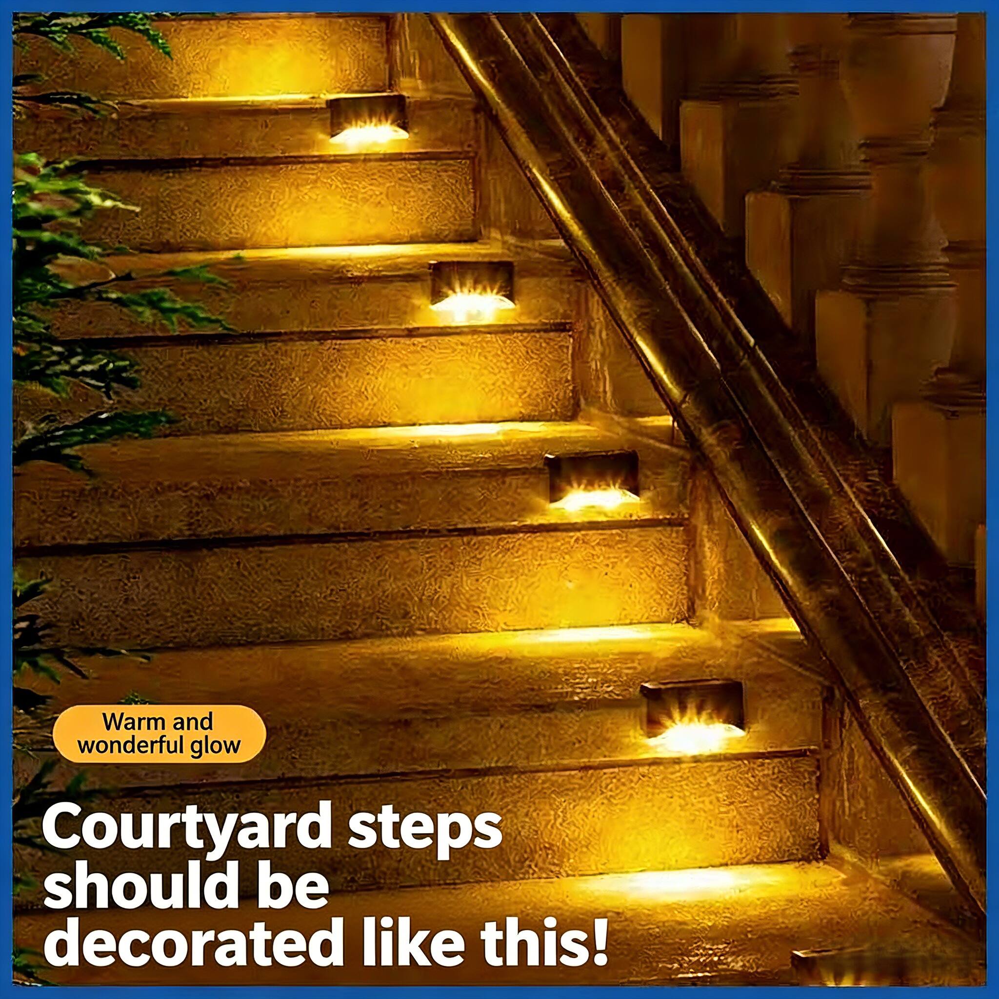 Warm and wonderful glow  
Courtyard steps should be decorated like this!