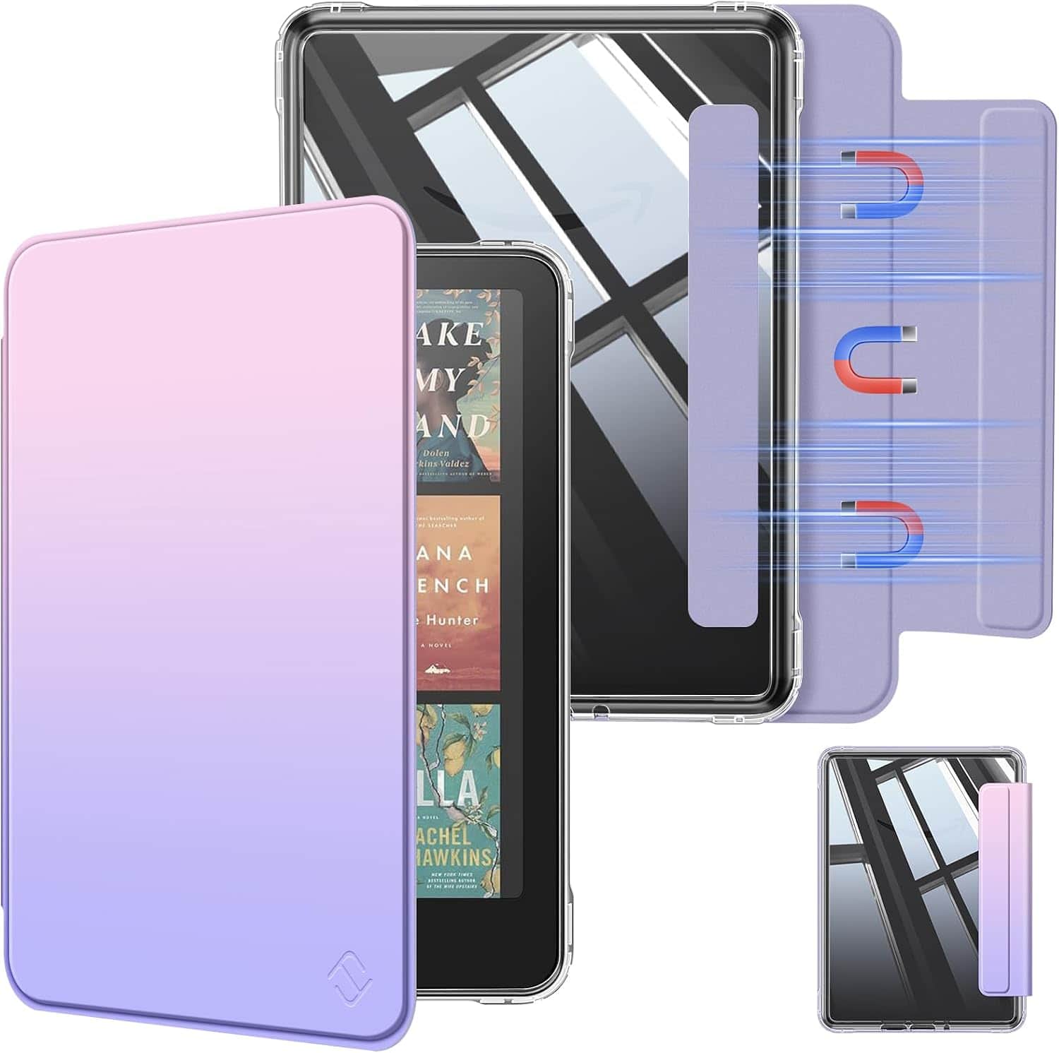 Fintie - Detachable Case for 7" Kindle Paperwhite 12th Gen 2024 & Kindle Colorsoft Removable Magnetic Cover Slim Clear Back Shell - Fantasy Ombre