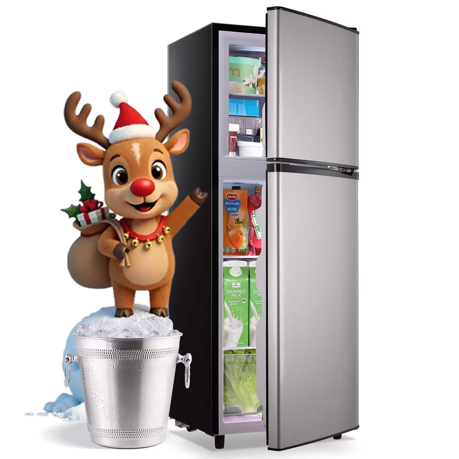 Tacool - 5.0 Cu.Ft Refrigerator with Freezer, Small Fridge with 7 Settings Temperature Control - Silver