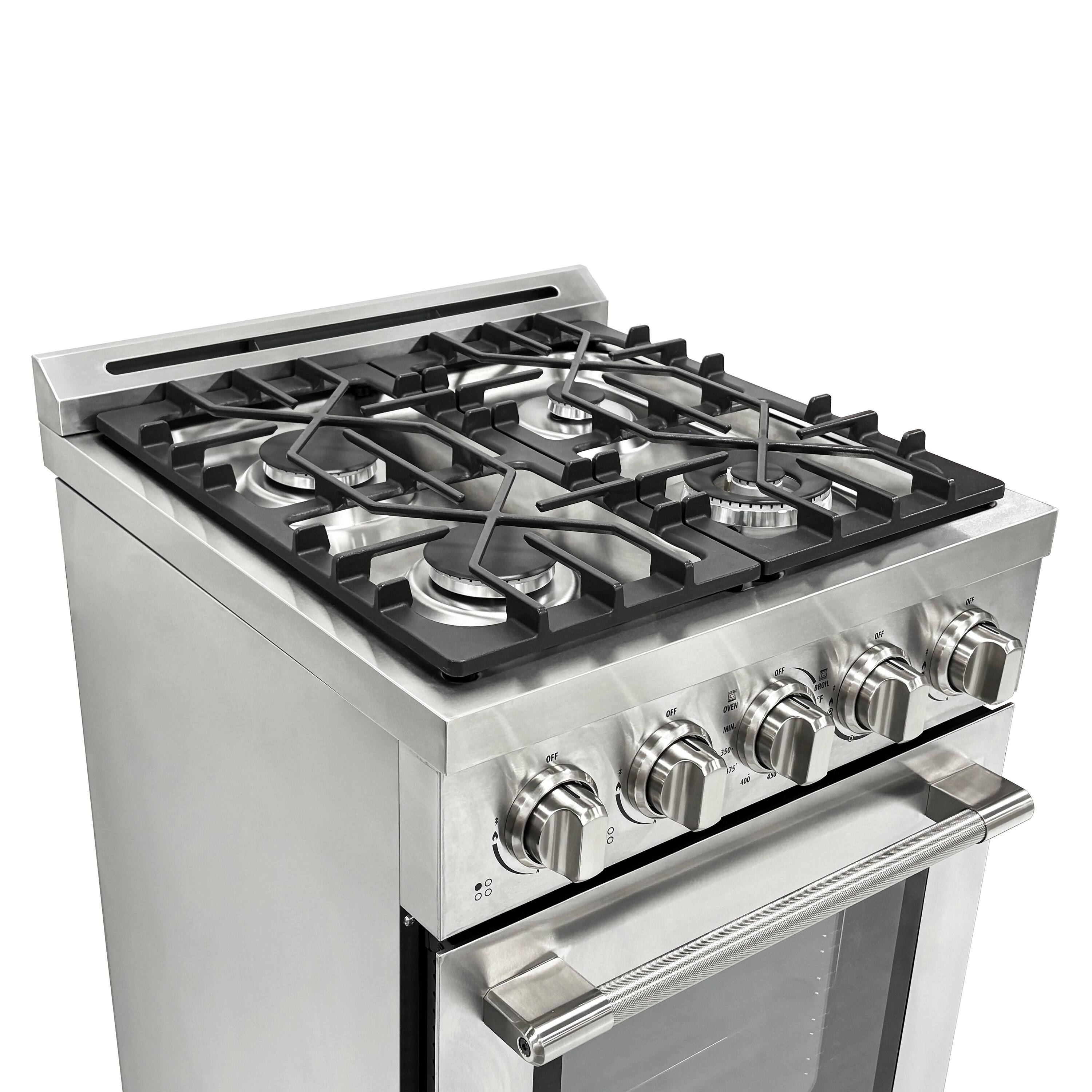 Alt View 6. Unique Appliances - Off-Grid 24 in. Wide 4 Burner 3.75 Cu. Ft. Freestanding LP Gas Range with Waist-High Broiler and Manual Clean - Stainless Steel.