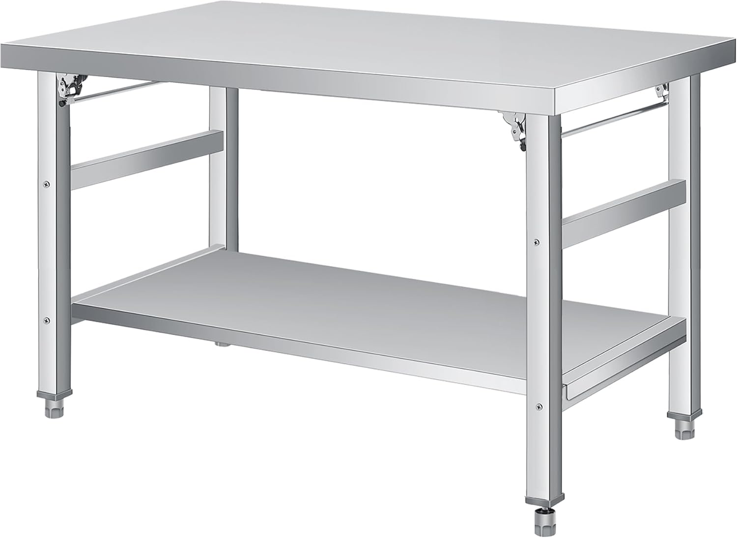Angle. GARVEE - 36"*24"Stainless Steel Folding Table, Commercial Prep Worktable with Adjustable Undershelf and Feet - 3624.