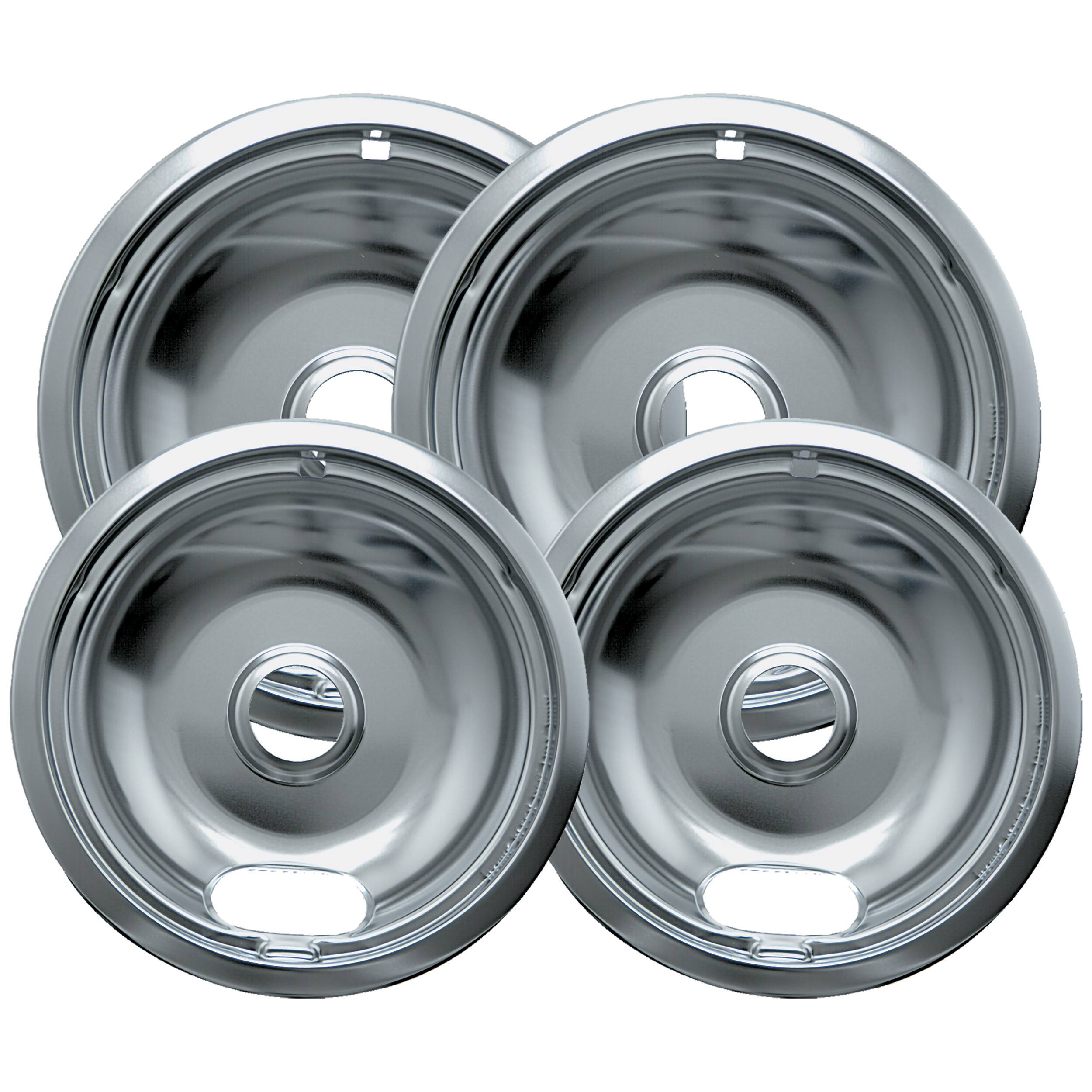 Alt View 1. Range Kleen - Range Kleen 12564XH Style A 4pk Economy Chrome Plated Drip Bowls, 2 Large and 2 Small.