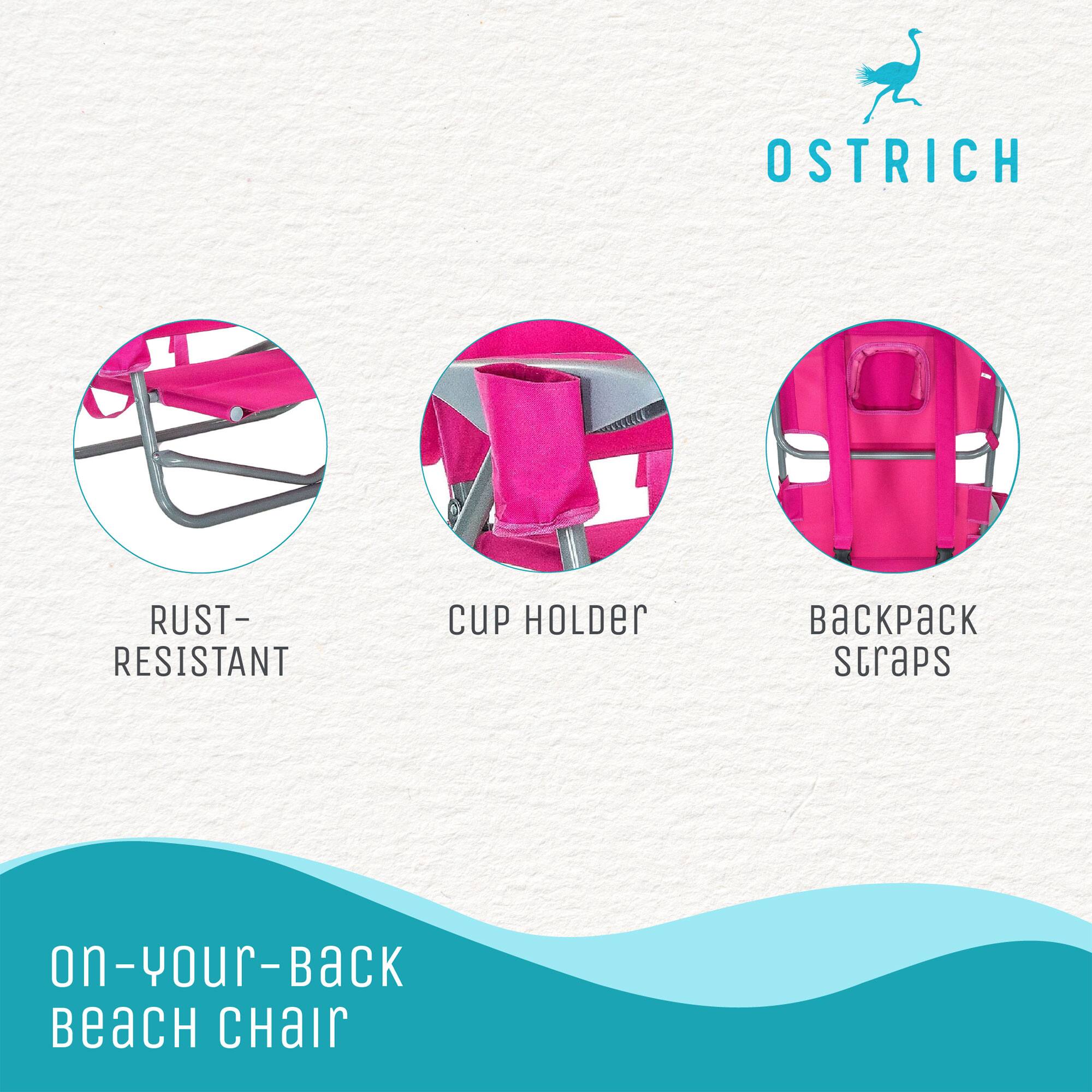 OSTRICH  
RUST-RESISTANT CUP HOLDER  
on-your-back BEACH CHAIR  
BACKPACK STRAPS