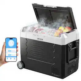 VEVOR - Car Refrigerator, DC 12/24V AC100-240V Compressor Electric Cooler, -4°F to 68°F Truck Refrigerator with APP Control - Black