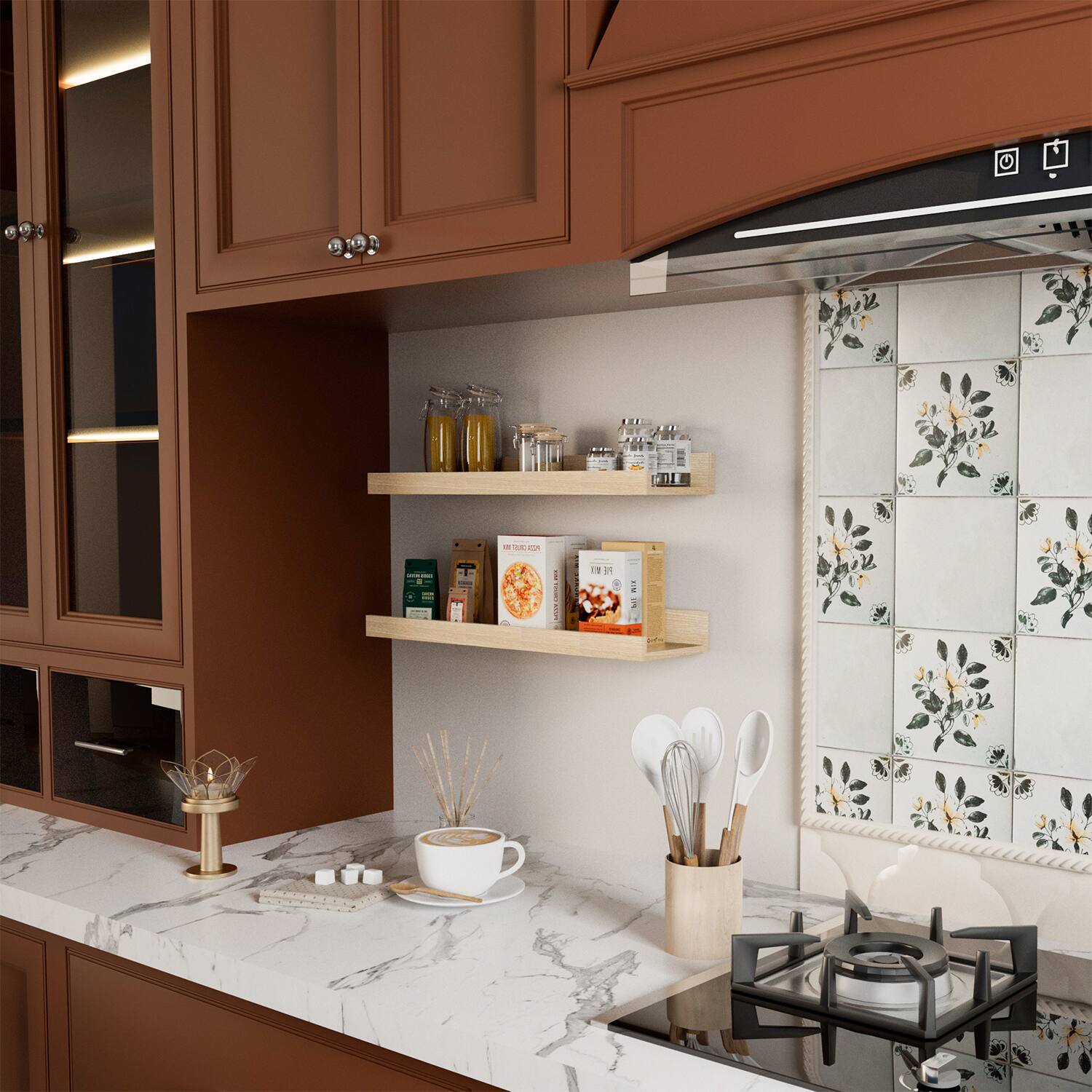 Alt View 7. BOMEDA - 2 Pack 24 in Floating Picture Ledge Shelves, Modern Wood Wall Shelf for Photos, Books, Room Decor for Living Room - Oak.