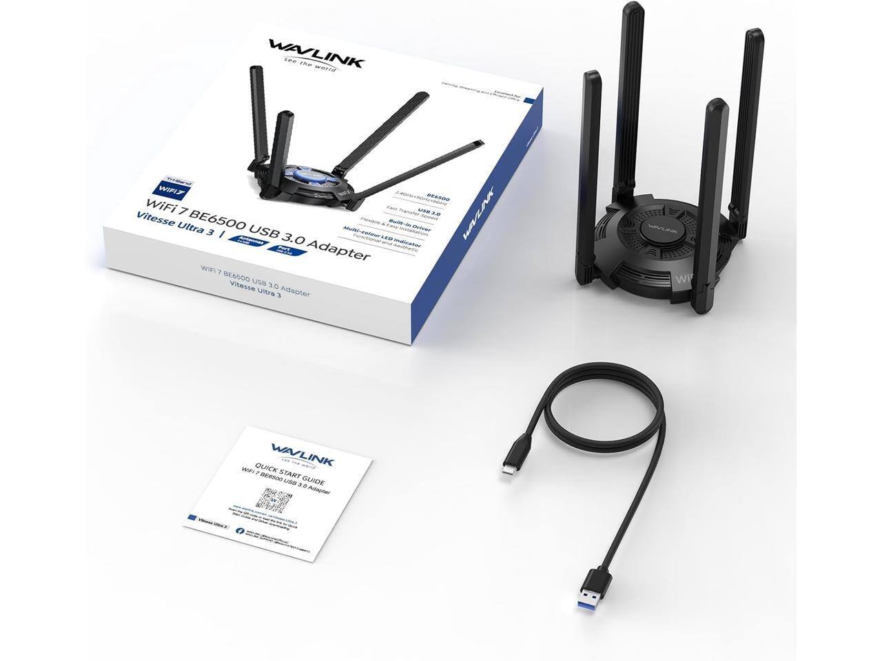 WAVLINK see the world

WIFI7 BE6500 USB 3.0 Adapter
Vitesse Ultra 3

WAVLINK QUICK START GUIDE
WIFI7 BE6500 USB 3.0 Adapter
