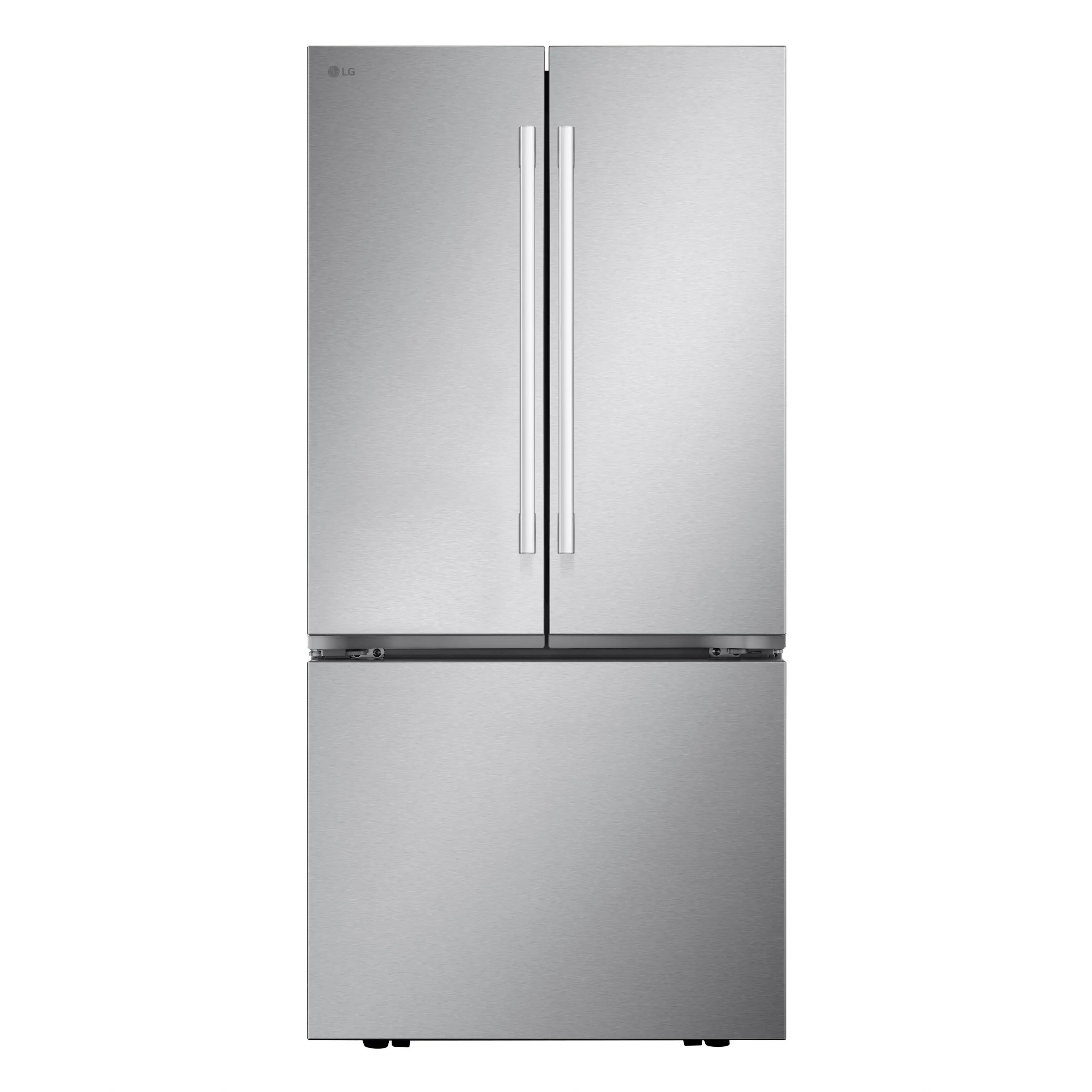 Front. LG - Standard Depth MAX 25.1 Cu. Ft. French Door Smart Refrigerator with Glide N' Serve Drawer - PrintProof Stainless Steel.