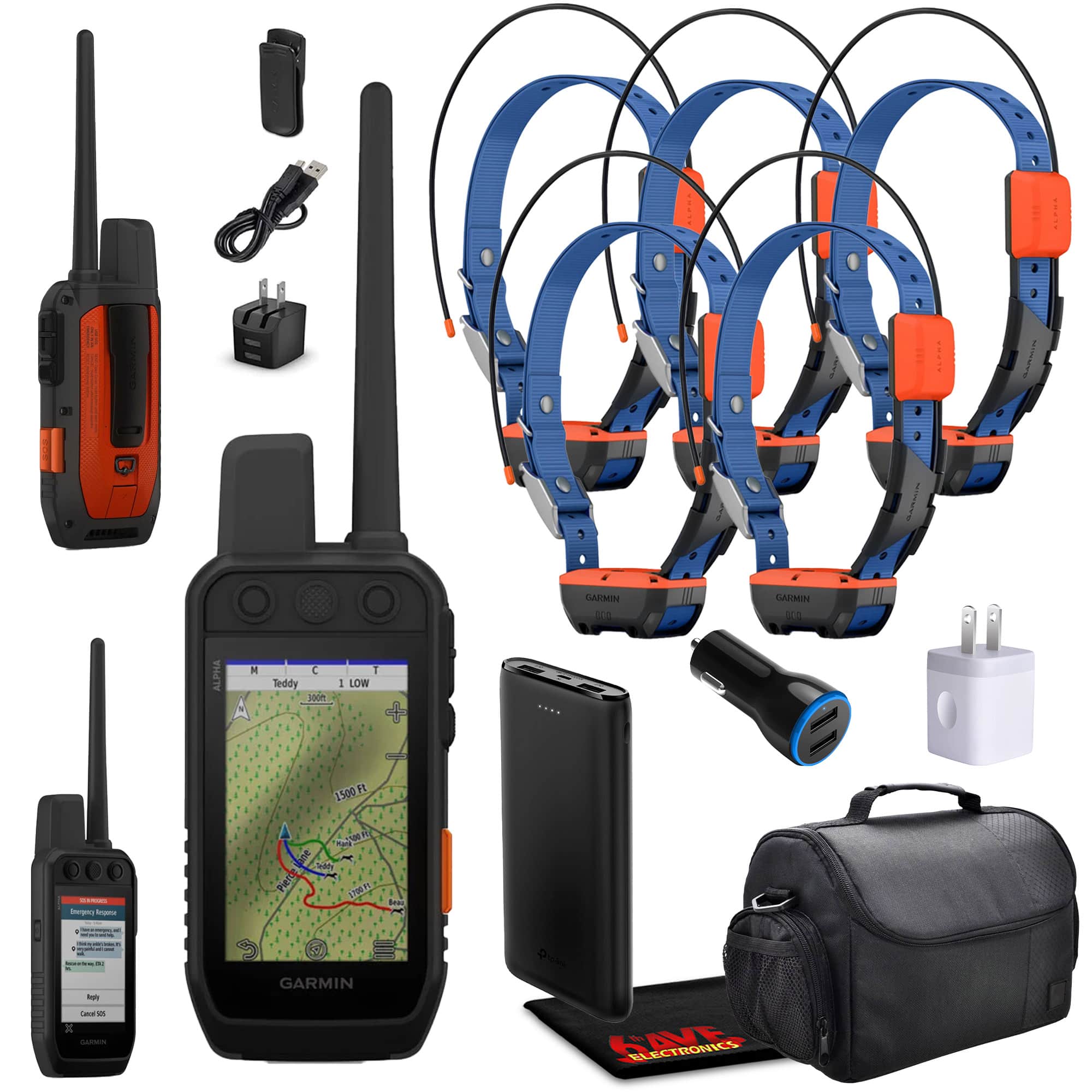 Garmin - Alpha 300i Handheld With 5x Alpha T20 Tracking Collar For Dogs With GPS