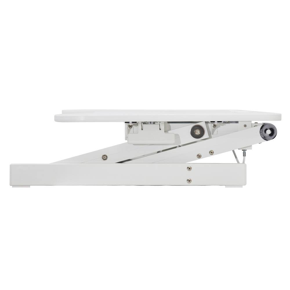 Alt View 4. Rocelco - Deluxe Height Adjustable Standing Desk Converter, Quick Sit Stand Up Dual Monitor Riser, Large Retractable Keyboard Tray - White.