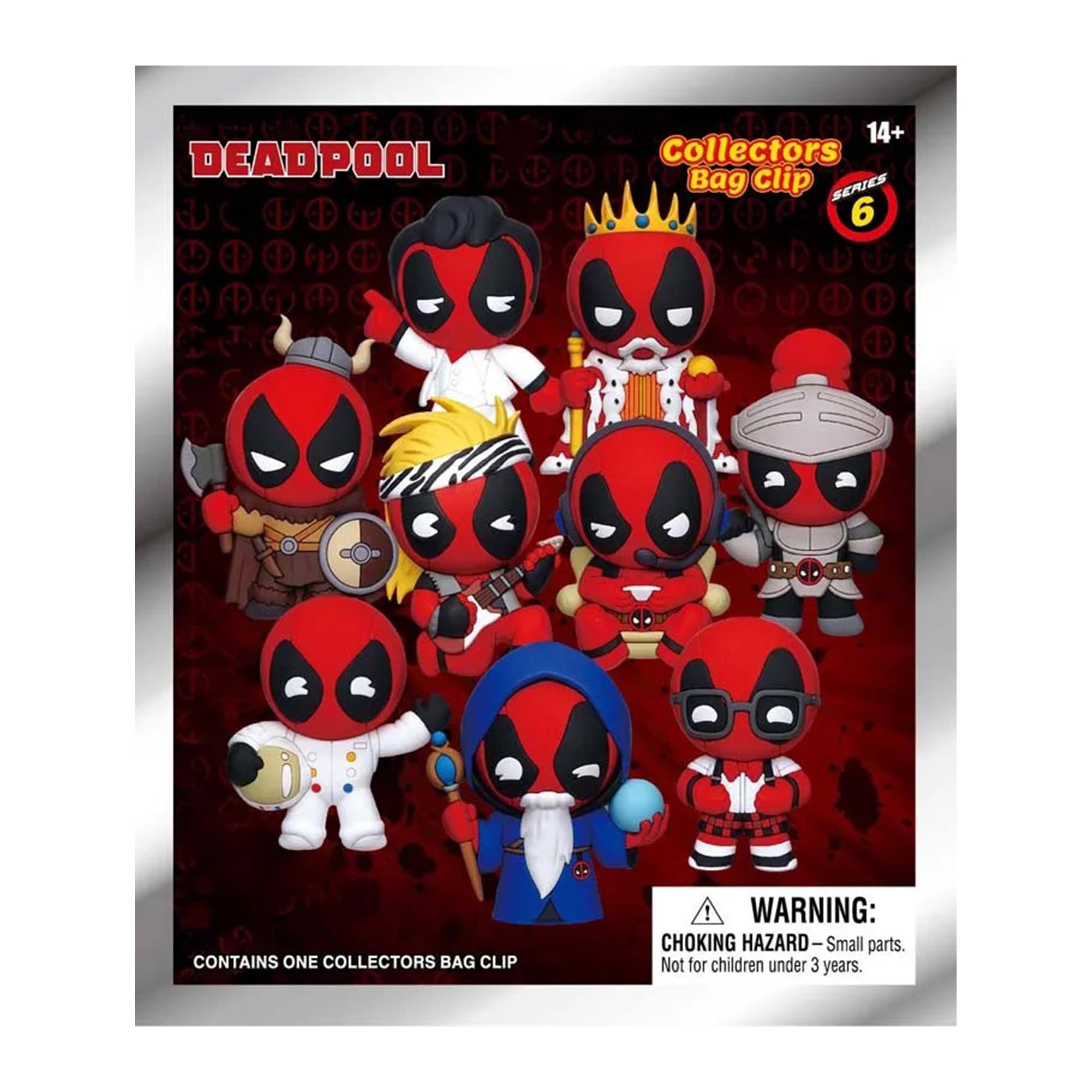 DEADPOOL  
14+ Collectors Bag Clip SERIES 6  

CONTAINS ONE COLLECTORS BAG CLIP  

WARNING: CHOKING HAZARD - Small parts. Not for children under 3 years.