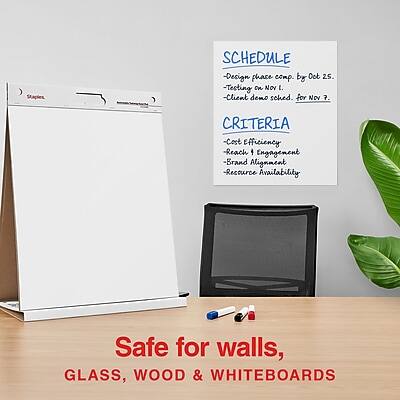 **SCHEDULE**
- Design phase comp. by Oct 25.
- Testing on Nov 1.
- Client demo sched. for Nov 7.

**CRITERIA**
- Cost Efficiency
- Reach Engagement
- Brand Alignment
- Resource Availability

**Safe for walls, GLASS, WOOD & WHITEBOARDS**