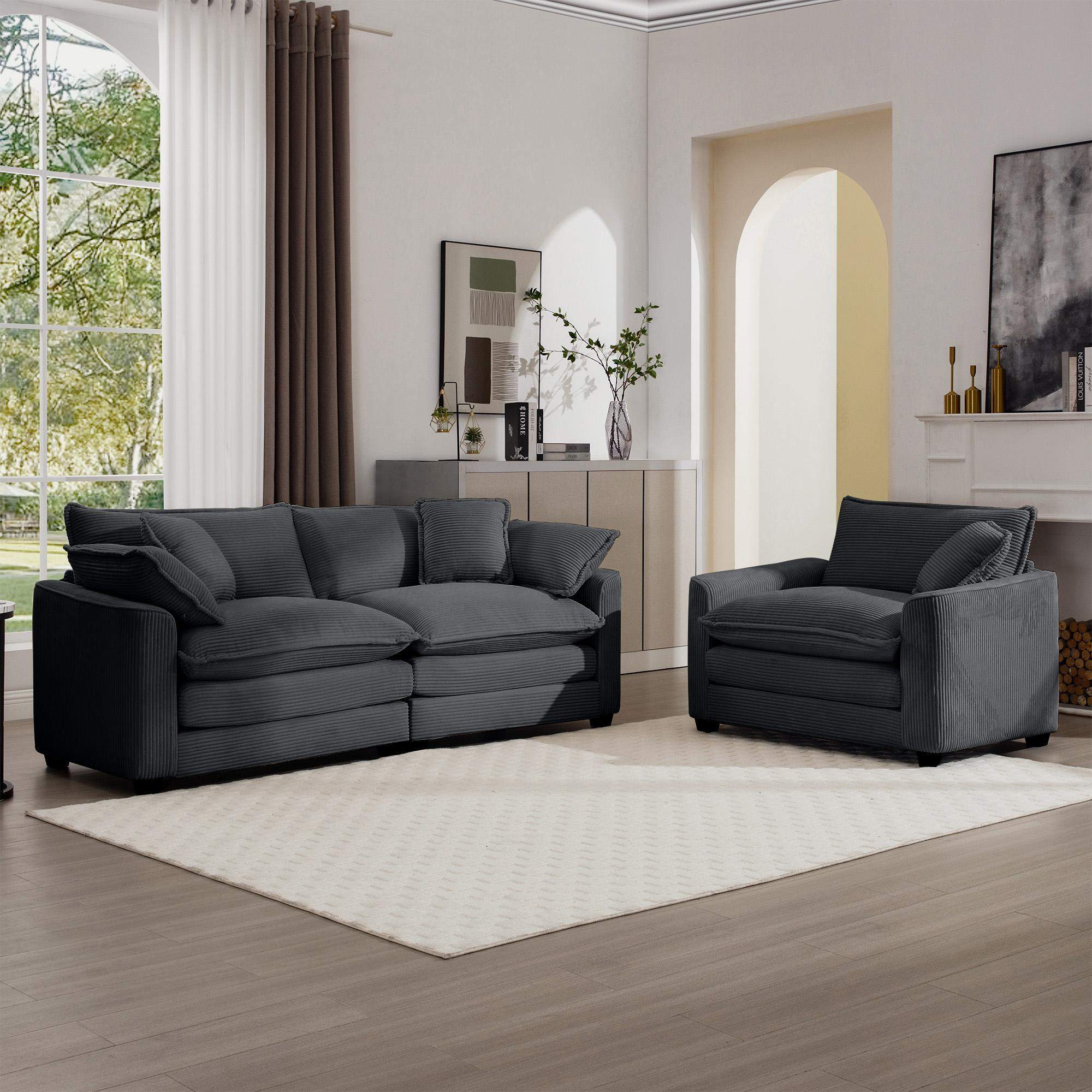 LOVMOR Modern Living Room Sofa TwoPiece Set Suitable for Living room ...