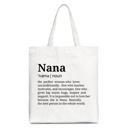 OrnamentallyYou - Nana Definition Canvas Tote Bag, Funny Grandmother Gift Shopper - White