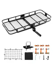 Front. VEVOR - 70" x 30" x 6", Hitch Cargo Carrier, 500 lbs Capacity Hitch Cargo Carrier with Nighttime Reflective Reminder - Black.