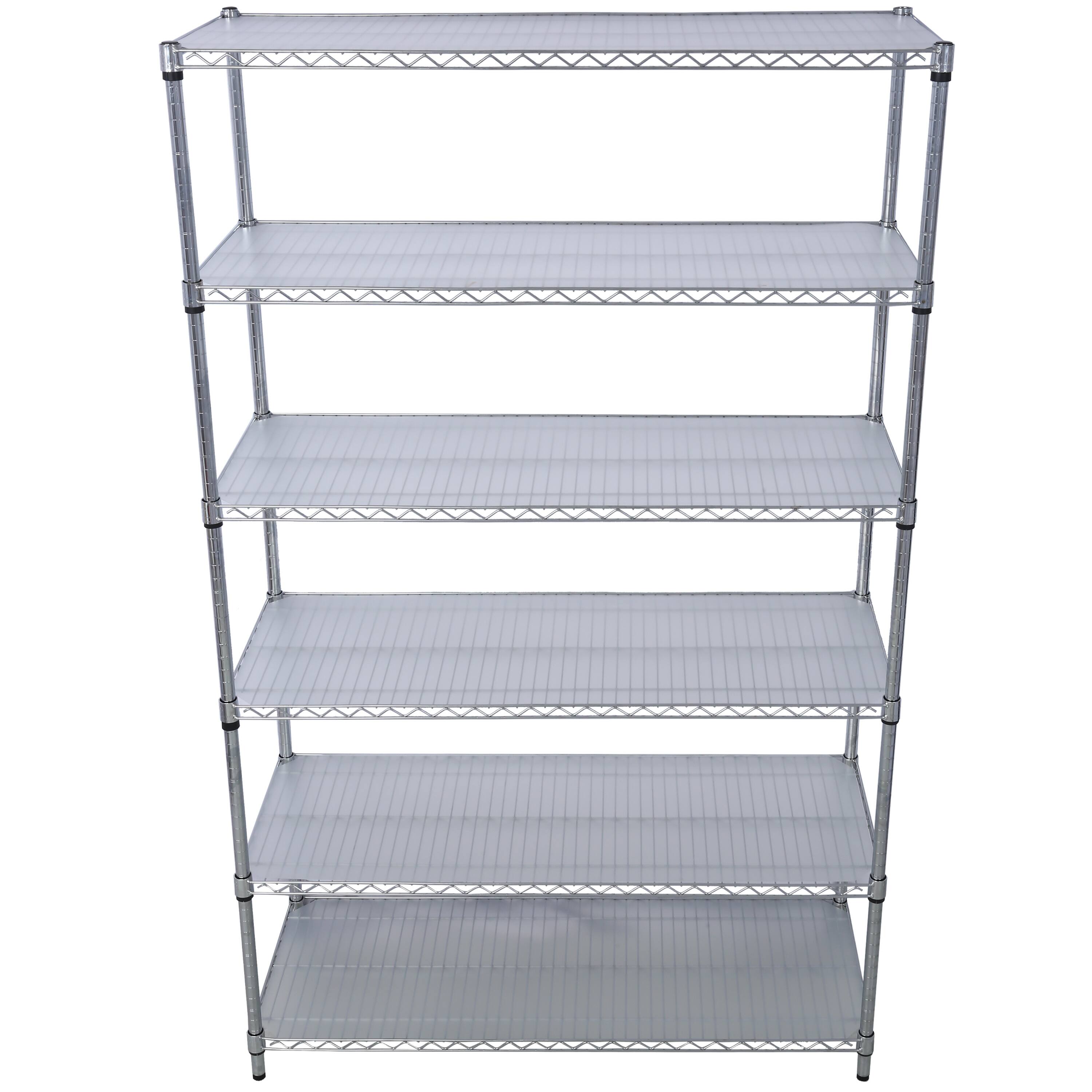 Angle. COWLOWN - 6-Tier NSF Wire Shelving Unit 6000 lb Adjustable Metal Storage Rack with Wheels and Shelf Liners Chrome 84 x 48 x 20 in - Chrome.