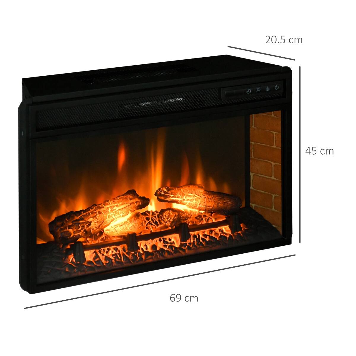 Alt View 2. Loheer - Loheer 27 inch electric fireplace insert, Retro Recessed Fireplace Heater, 1400W, Black - Black.