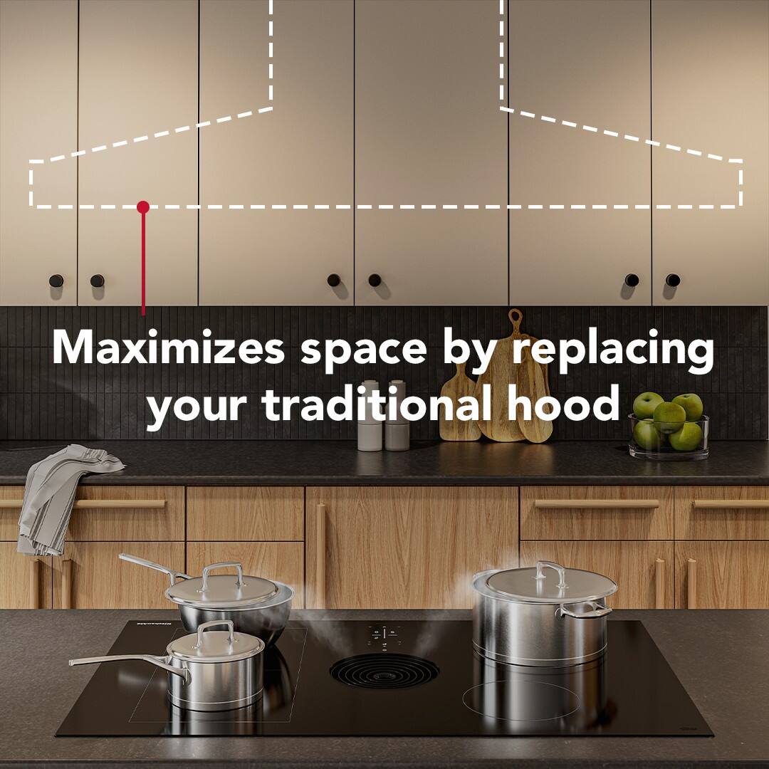Maximizes space by replacing your traditional hood