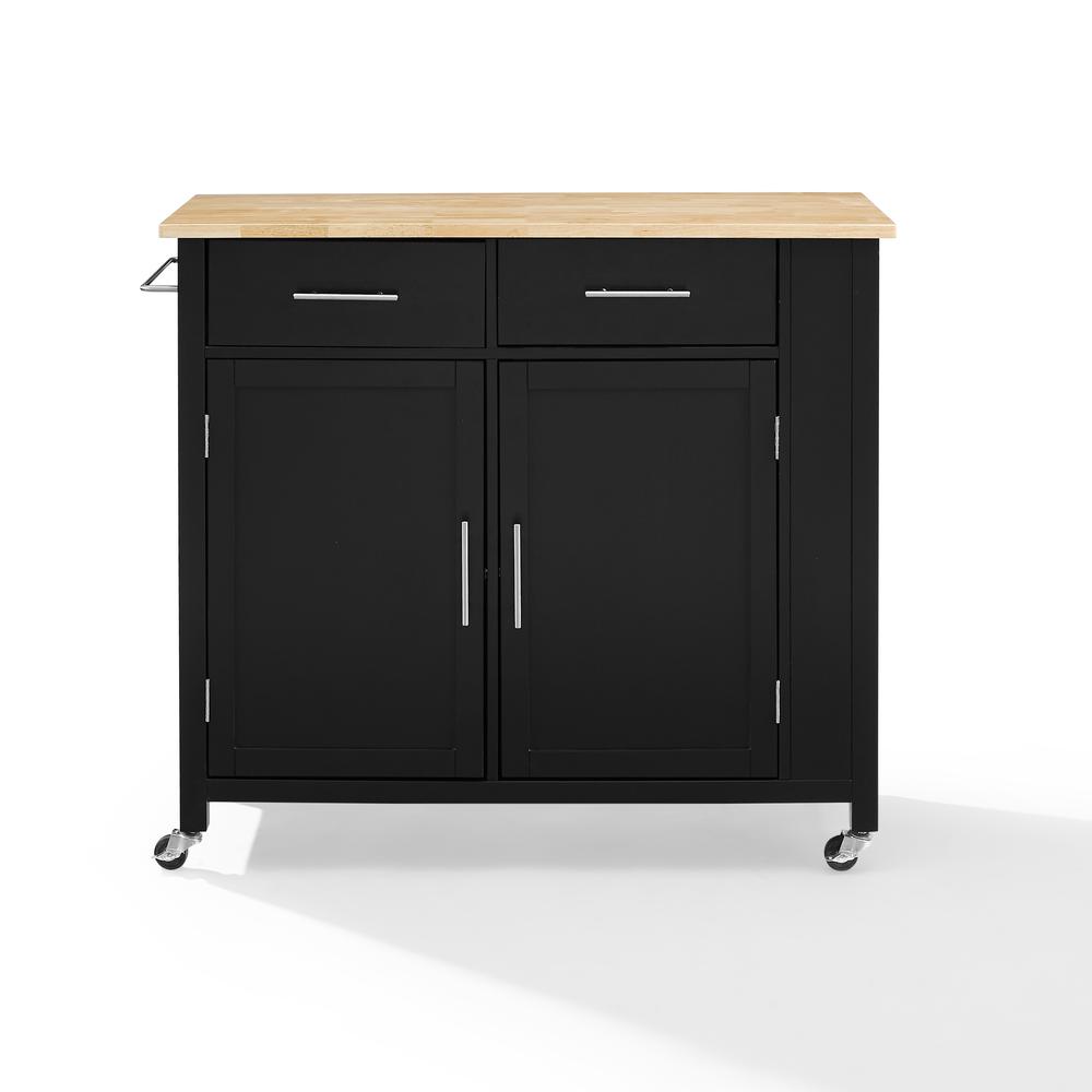 Back. Crosley Furniture - Savannah Wood Top Drop Leaf Kitchen Island/Cart - Black.