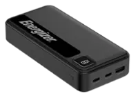 Energizer - MAX 20,000mAh 15W USB-C 3-Port Universal Portable Battery Charger/Power Bank w/ LCD screen for Smartphones & Accessories - Black - Front_Zoom