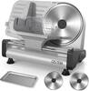 Front. OSTBA - Electric Meat Slicer with 200W DC Motor, 2 Removable 8.7” Stainless Steel Blades, Adjustable Thickness 0–15mm.