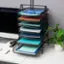 Alt View 15. Mind Reader - 7-Tier Paper Tray, Desktop Organizer, File Storage, Office, Metal Mesh, 11.75"L x 13.75"W x 20"H - Black.